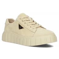 Sneakersy damskie - Buty sneakersy damskie skórzane na platformie Filippo DP4138 beżowe-36 - miniaturka - grafika 1