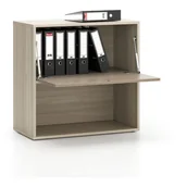 Regały biurowe - B2B Partner Regał biurowy LAYERS, niski, 1 schowek, 800 x 400 x 777, dąb naturalny/ dąb bejcowany 611506 - miniaturka - grafika 1