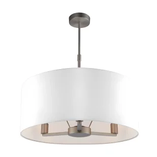 Lampa wisząca Daley - Endon Lighting - biała tkanina, srebrna - Lampy sufitowe - miniaturka - grafika 1