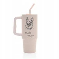 Kubki termiczne - Kubek termiczny 900 ml PIES OWCZAREK personalizacja z grawerem różowy - miniaturka - grafika 1