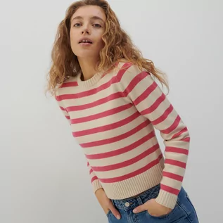 Swetry damskie - Reserved Sweter w paski - Różowy - grafika 1