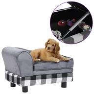 Woreczki na psie odchody - shumee Sofa dla psa szara 57x34x36 cm pluszowa - miniaturka - grafika 1