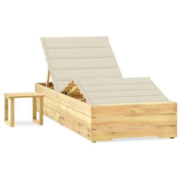 Drewniany leżak z regulowanym oparciem, zielony, 198 x 90 x (30-75) cm, po
