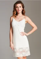 Piżamy damskie - Kremowa koszulka nocna z wiskozy - miniaturka - grafika 1