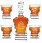 Karafki - Karafka geometric z 4 szklankami i grawerem dla niego na 60 urodziny - miniaturka - grafika 1