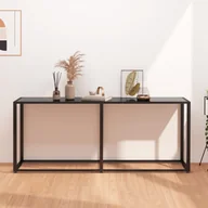Konsole i sekretarzyki - shumee shumee Konsola czarna 180x35x75,5 cm szkło hartowane - miniaturka - grafika 1