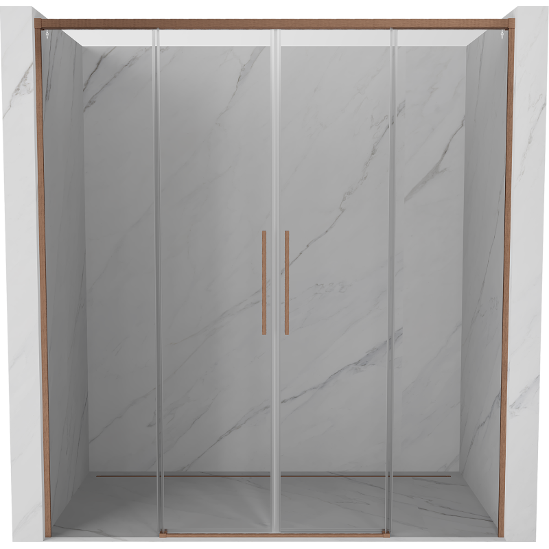 Mexen Rox drzwi prysznicowe rozsuwane 180 cm, transparent, miedź szczotkowana - 8C2-180-002-65-00