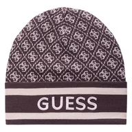 Czapki damskie - Damska Czapka zimowa GUESS SEVYN 4G LOGO BEANIE SWTR W4BZ21Z3JD2-FN0T – Brązowy - miniaturka - grafika 1