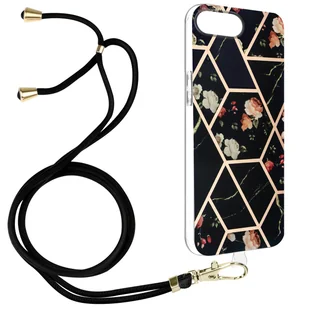 Etui na iPhone 8 Plus i 7 Plus Geometric design z odpinanym przewodem czarne - Etui i futerały do telefonów - miniaturka - grafika 1
