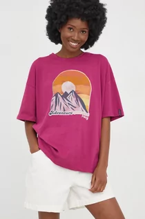 Koszulki i topy damskie - Roxy t-shirt bawełniany kolor fioletowy - grafika 1