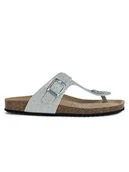 Klapki i japonki damskie - Geox Skórzane japonki "Brionia" w kolorze srebrnym - miniaturka - grafika 1