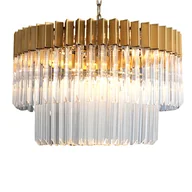 Lampy sufitowe - Wisząca lampa glamour CGSTEY60 kryształki nad stół mosiądz - miniaturka - grafika 1