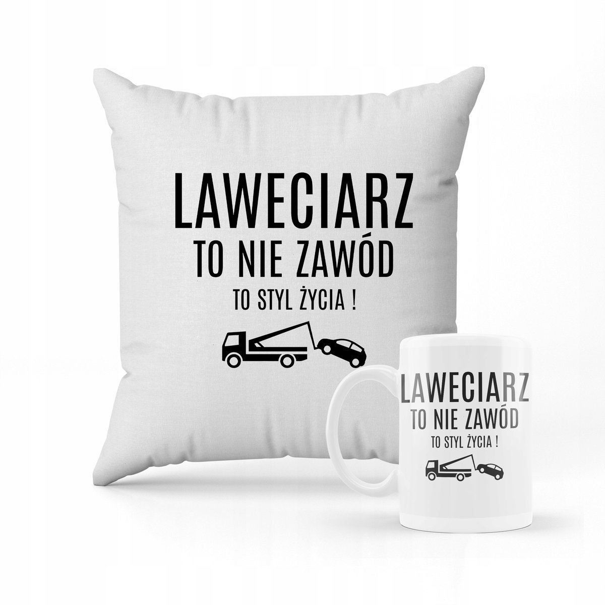 ZESTAW PODUSZKA + kubek Prezent dla kierowcy lawety + IMIĘ