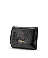 Portfele - Portfel Damski Mały Puccini Skóra Ekologiczna Czarny Na Zatrzask Blp730-1 - miniaturka - grafika 1