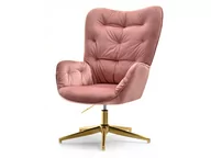 Fotele - WELUROWY FOTEL PUDROWY GLAMOUR NA ZŁOTEJ NODZE MERIDA - miniaturka - grafika 1