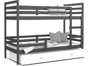 Łóżka dla dzieci i młodzieży - Łóżko piętrowe 200x90 szare białe JACEK - miniaturka - grafika 1