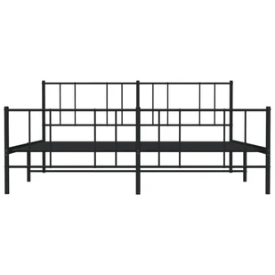 Metalowa rama łóżka z wezgłowiem i zanóżkiem, czarna, 180x200cm Lumarko! - Łóżka - miniaturka - grafika 7