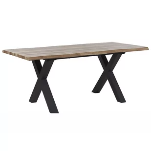 Beliani Stół do jadalni rozkładany 140/180 x 90 cm ciemne drewno z czarnym BRO - Ławy i stoliki kawowe - miniaturka - grafika 1