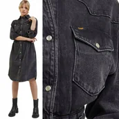 Sukienki - Lee WESTERN DRESS Into the Shadow SZARA ROZKLOSZOWANA JEANSOWA SUKIENKA XS - miniaturka - grafika 1