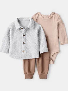 carter's 3-częściowy zestaw w kolorze jasnobrązowo-szarym - Body dla niemowląt - miniaturka - grafika 1