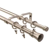 Karnisze - Karnisz Zenit podwójny 19 mm 160 cm srebrny - miniaturka - grafika 1