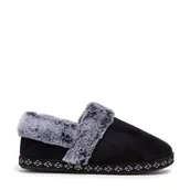 Półbuty męskie - Damskie kapcie z futerkiem czarne - miniaturka - grafika 1