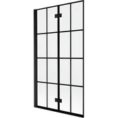 Parawany nawannowe - Mexen Mist parawan nawannowy 2-skrzydłowy lewy 100 x 150 cm, czarna kratka, czarny - 8A9-100-002-70-77-L - miniaturka - grafika 1