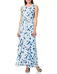 Taifun Damska lniana sukienka z krótkim rękawem, krótka, jednokolorowa, do kolan, Blue Curacao wzór, 44 - Sukienki - miniaturka - grafika 1