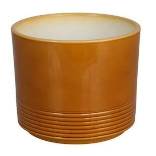 Osłonka ceramiczna CYLINDER RILLE 992 12 cm miodowy lazur - Donice - miniaturka - grafika 1