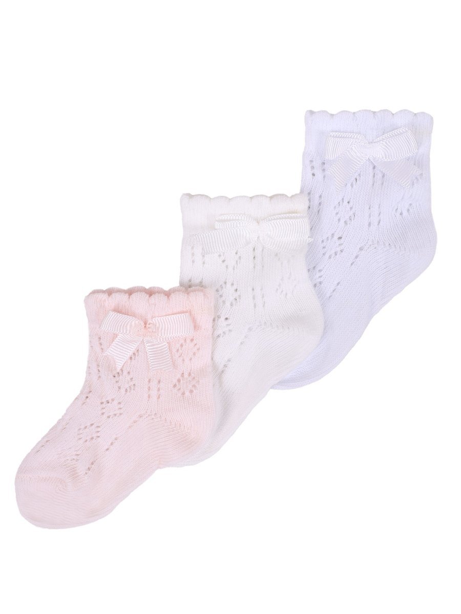 Skarpety dziewczęce bawełniane ażurowe pastelowe 3PAK 6-12 miesięcy YOCLUB