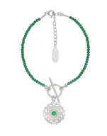 Bransoletki - Bransoletka srebrna z ozdobnymi spinelami w kolorze zielonym - miniaturka - grafika 1