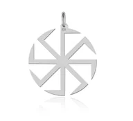 Wisiorki - Srebrny wisiorek Słowiański Kołowrót Swarga Swarożyca Swarzyca II - miniaturka - grafika 1