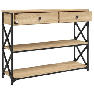 Stolik konsolowy, dąb sonoma, 100x28x75 cm Lumarko! - Konsole i sekretarzyki - miniaturka - grafika 6