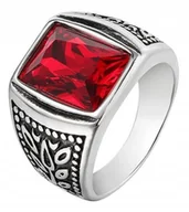 Pierścionki - Sygnet UNISEX Czerwony STALOWY 316L EU25 US11 - miniaturka - grafika 1