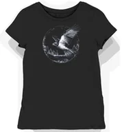 Koszulki i topy damskie - Koszulka damska czarna z motywem sokoła w szarych piórach M - miniaturka - grafika 1