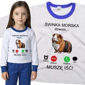 Piżamy dla dziewczynek - Piżama dziecięca Muszę Iść Świnka Morska Dzwoni Kawia Domowa Gryzoń 98/104 - VoloDonum - miniaturka - grafika 1