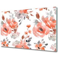 Deski do krojenia - Wytrzymała Deska Kuchenna ze Szkła Hartowanego - Pomarańczowe kwiaty w stylu vintage - 80x52 cm - miniaturka - grafika 1