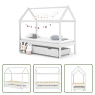 Łóżka dla dzieci i młodzieży - The Living Store Łóżko dziecięce z szufladą białe sosna lita 80x160 cm - miniaturka - grafika 1