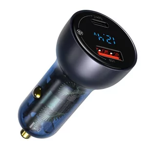 Baseus ładowarka samochodowa USB / USB Typ C 65 W 5 A SCP Quick Charge 4.0+ Power Delivery 3.0 ekran LCD + kabel USB Typ C - USB Typ C szary (TZCCKX-0G) - Ładowarki samochodowe - miniaturka - grafika 3