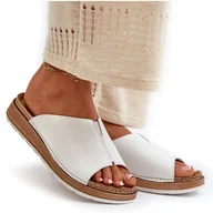 Klapki i japonki damskie - Wygodne Klapki Damskie Z Eko Skóry Inblu GS0003I1 Białe - miniaturka - grafika 1