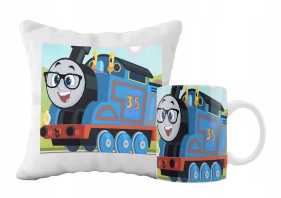 ZESTAW PODUSZKA + KUBEK Prezent TOMEK I PRZYJACIELE LOKOMOTYWA + IMIĘ 29