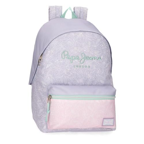 Pepe Jeans Renata Plecak Szkolny Laptop 15,6 cala Fioletowy 31x44x17,5 cm Poliester 22,79 l by Joumma Bags, Fioletowy, Talla única, plecak szkolny
