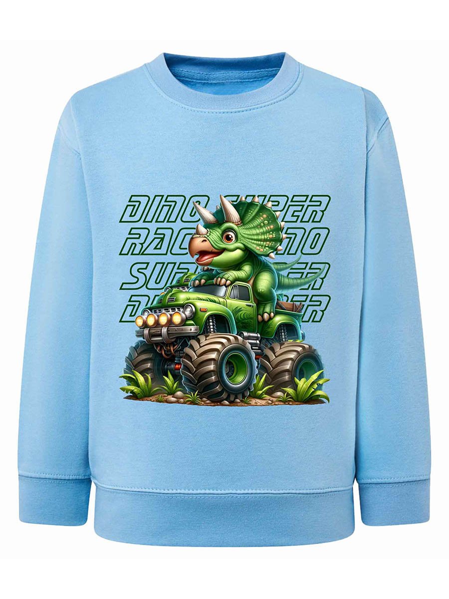 Chłopięca bluza z nadrukiem Dino super racer błękitna Tup Tup r.122/128