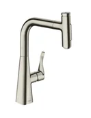 Baterie kuchenne - Hansgrohe M71 - Bateria zlewozmywakowa Metris Select z wyciąganą wylewką, stal szlachetna optyczna 73822800 - miniaturka - grafika 1