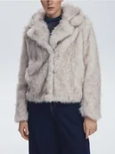 Kurtki damskie - Reserved - Sztuczne futerko z kołnierzem - złamana biel - miniaturka - grafika 1