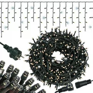 Oświetlenie świąteczne - Kurtyna świetlna 300 led girlanda, lampki zewnętrzne sople ciepły biały + flash - miniaturka - grafika 1