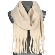 Apaszki i szaliki damskie - Szalik damski zimowy szal gruby ciepły dred z frędzlami na prezent ECRU - miniaturka - grafika 1