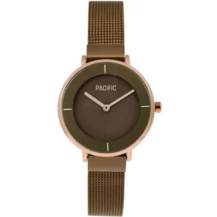 Zegarek Brązowy damski zegarek z bransoleta mesh PACIFIC X6099-08 - Zegarki damskie - miniaturka - grafika 1