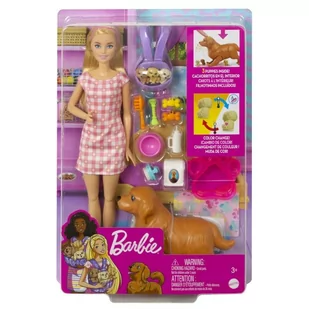 Mattel Zestaw Narodziny piesków + lalka HCK75 HCK75 - Lalki dla dziewczynek - miniaturka - grafika 1