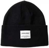 Czapki dla dzieci - JACK&JONES JUNIOR Boy's JACLONG Knit Beanie JNR czapka z dzianiny, czarna, S/M - miniaturka - grafika 1